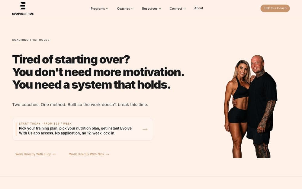 Evolve With Us website